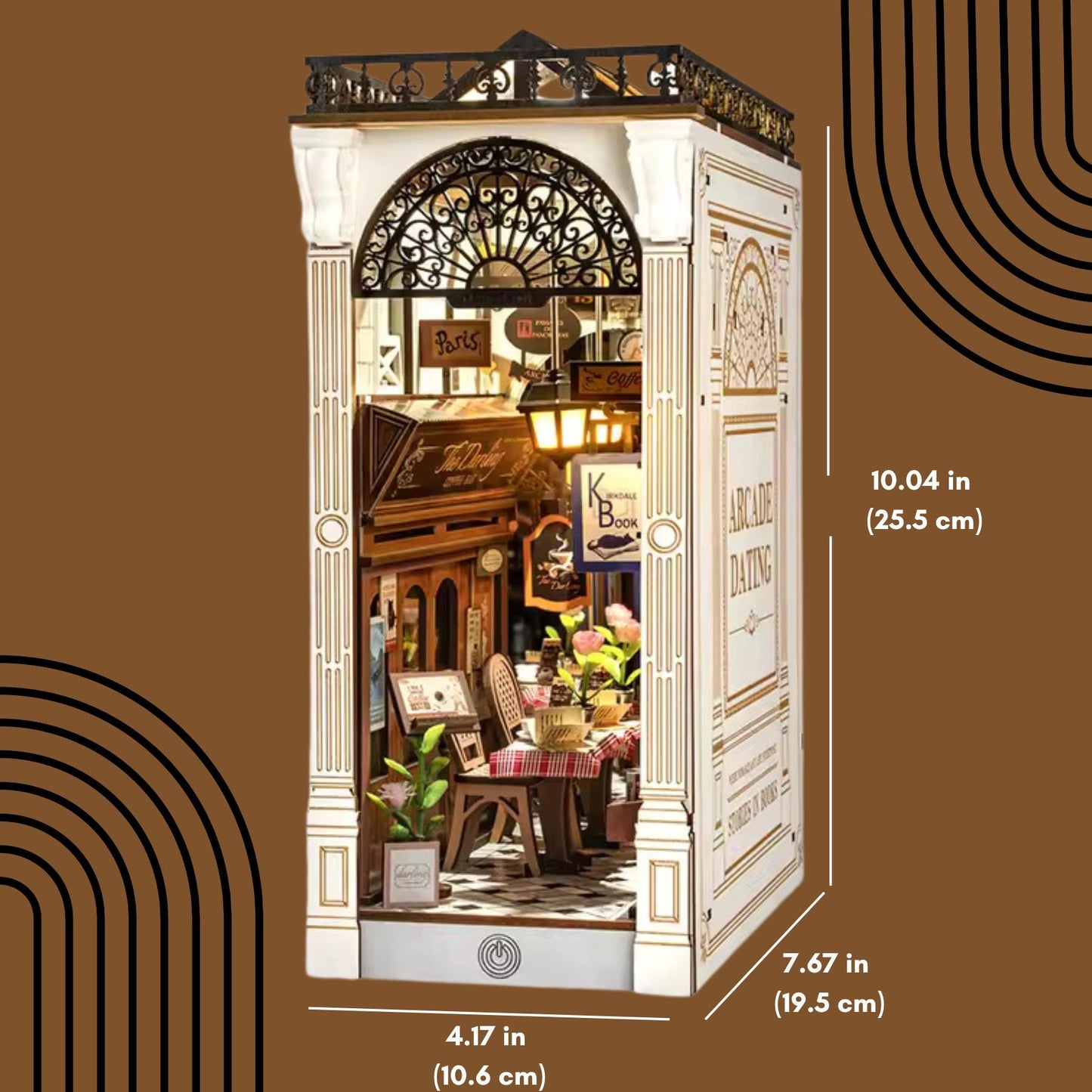 Retro Love Lane Book nook | Arcade Dating Book end | Décoration pour bibliothèque | Miniature en bois DIY | Cadeau parfait