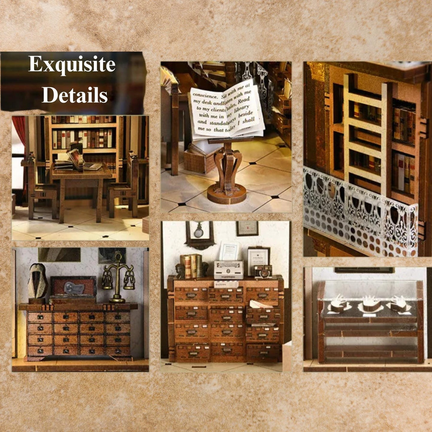 Law Library Book Nook: 3D DIY Wooden Puzzle Miniature