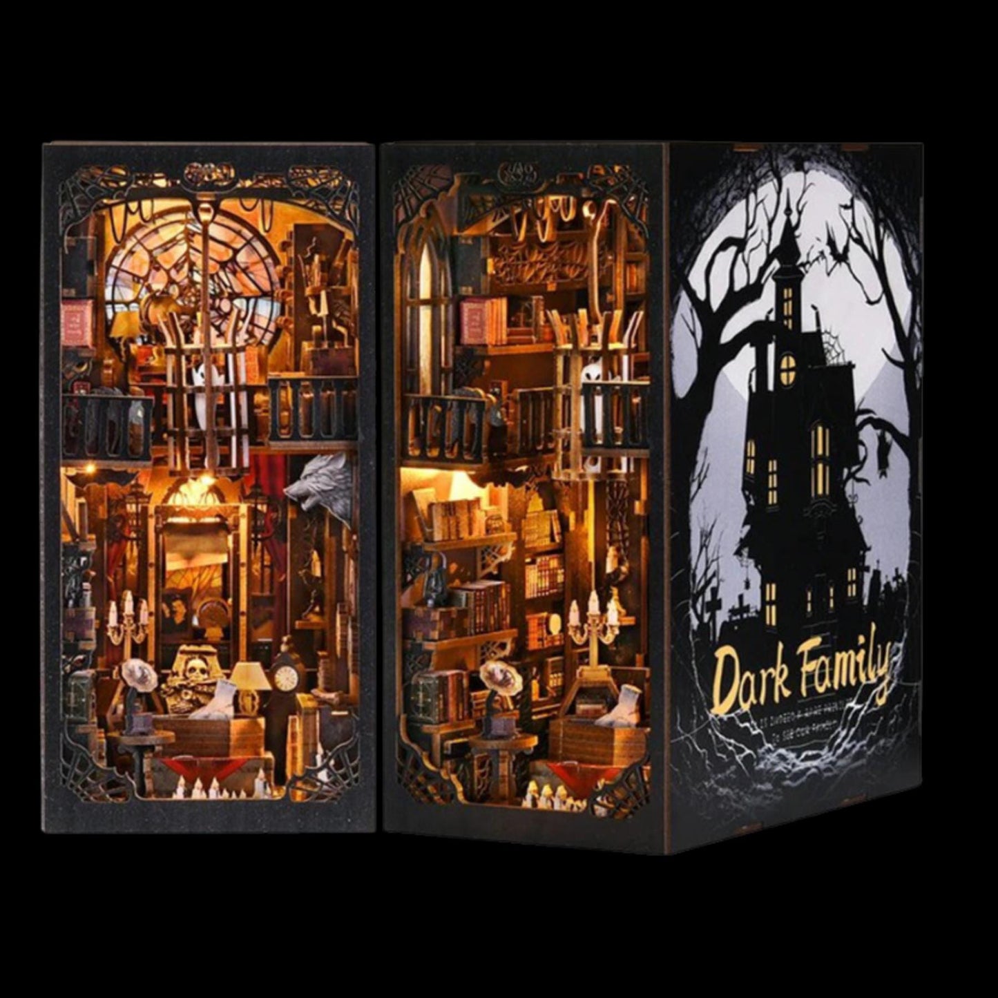 The Haunted House Book nook | 3D DIY Dark Family Book end | horror Halloween themed Bookshelf insert