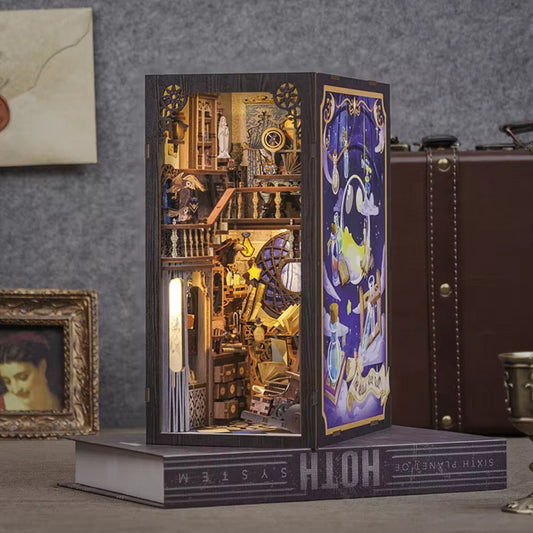 Celestial Book nook | Nebula book nook | Fantasy Bookshelf decoration | DIY Wooden Miniature| Perfect book end gift for christmas.