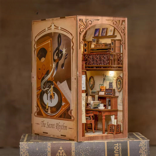 Musical melody Book nook | Secret rythm Bookshelf decoration | 3D DIY Wooden Puzzle Miniature| book ends | Perfect gift for him and her.