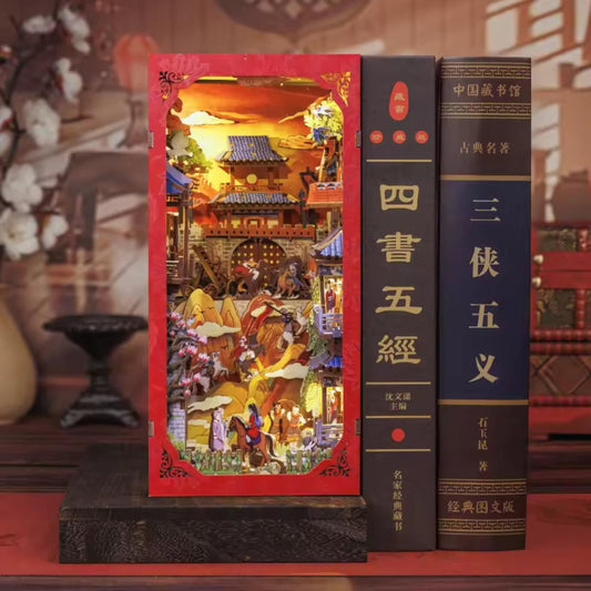 Mulan legend inspired Book nook | Anime styled Bookshelf decoration | book ends | 3D DIY Wooden Puzzle Miniature| Perfect book end gift