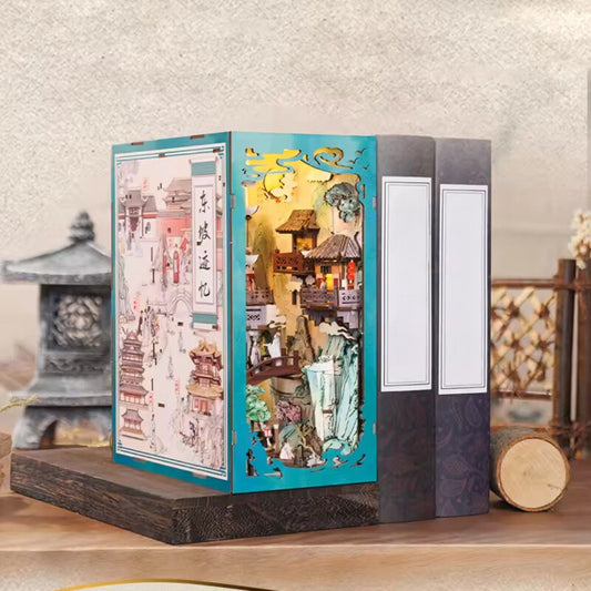Su Gongpo's life inspired Book nook | Anime styled Bookshelf decoration | 3D DIY Wooden Puzzle Miniature| Perfect book ends gift.