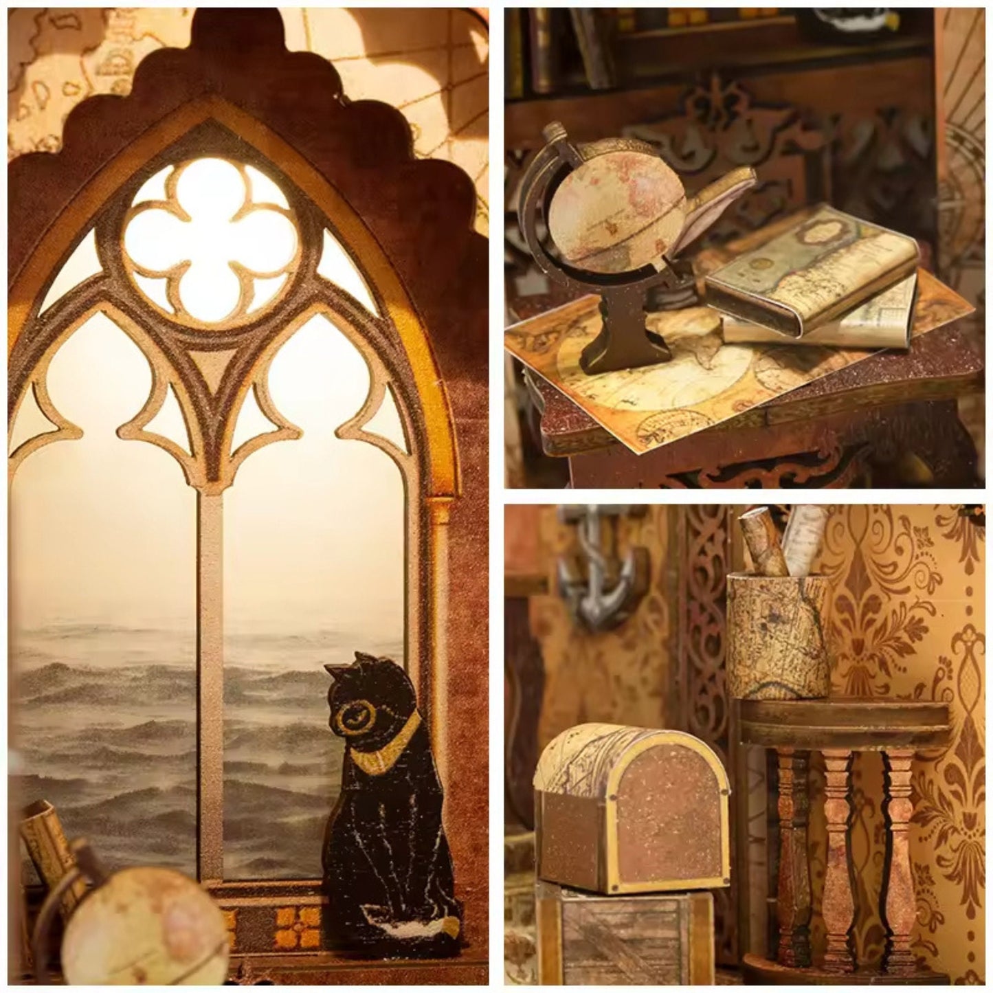 Sailing Book nook | Ancient sailing memory Bookshelf decoration | 3D DIY Wooden Puzzle Miniature| Perfect gift for him and her.