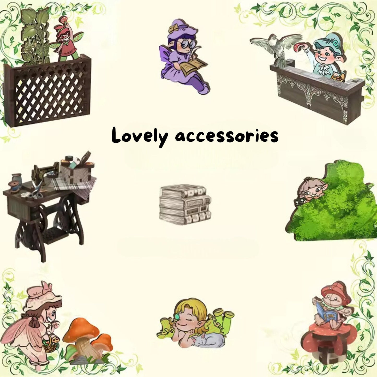 Enchanted Forest Book Nook: 3D Wooden Puzzle Miniature Bookshelf Insert