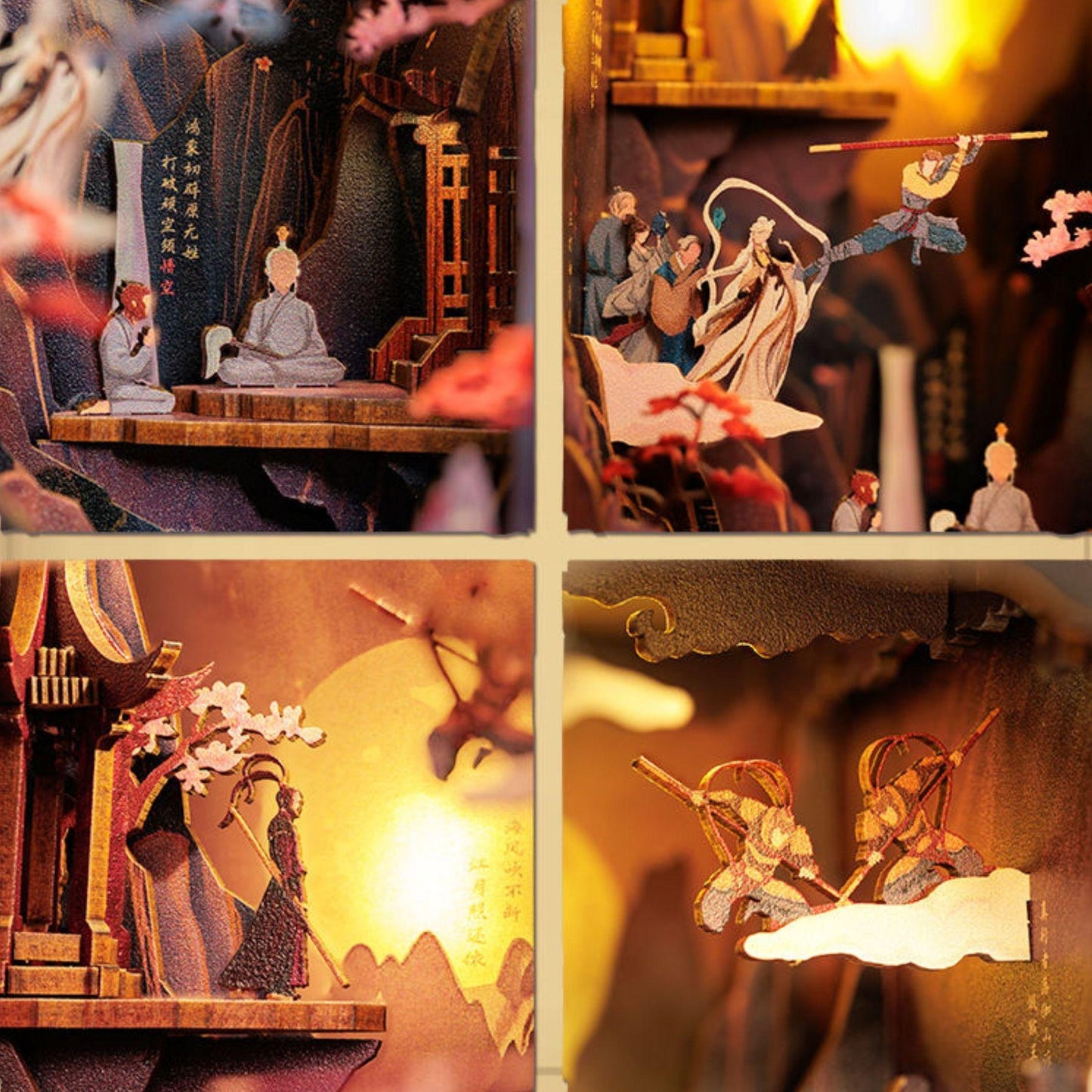 The Sun Wukong inspired Book nook | La légende de Wukong | Décoration de bibliothèque | Miniature en bois DIY | Book ends Roi Singe | Cadeau de Noël