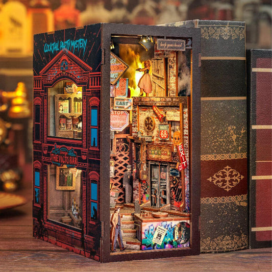 Detective Mystery Book Nook: 3D DIY Wooden Puzzle Bookshelf Decoration