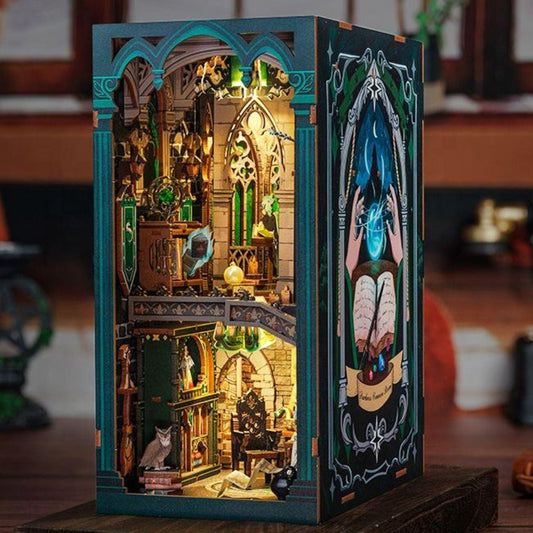 Darkness room Book nook | Magic Bookshelf decoration | 3D DIY Wooden Puzzle Miniature| Perfect book end gift for christmas
