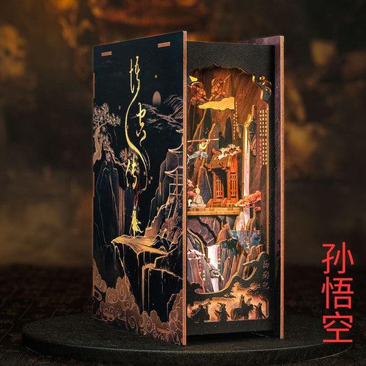 The Sun Wukong inspired Book nook |The legend of wukong Bookshelf decoration | DIY Wooden Miniature| Monkey king book ends | Christmas Gift