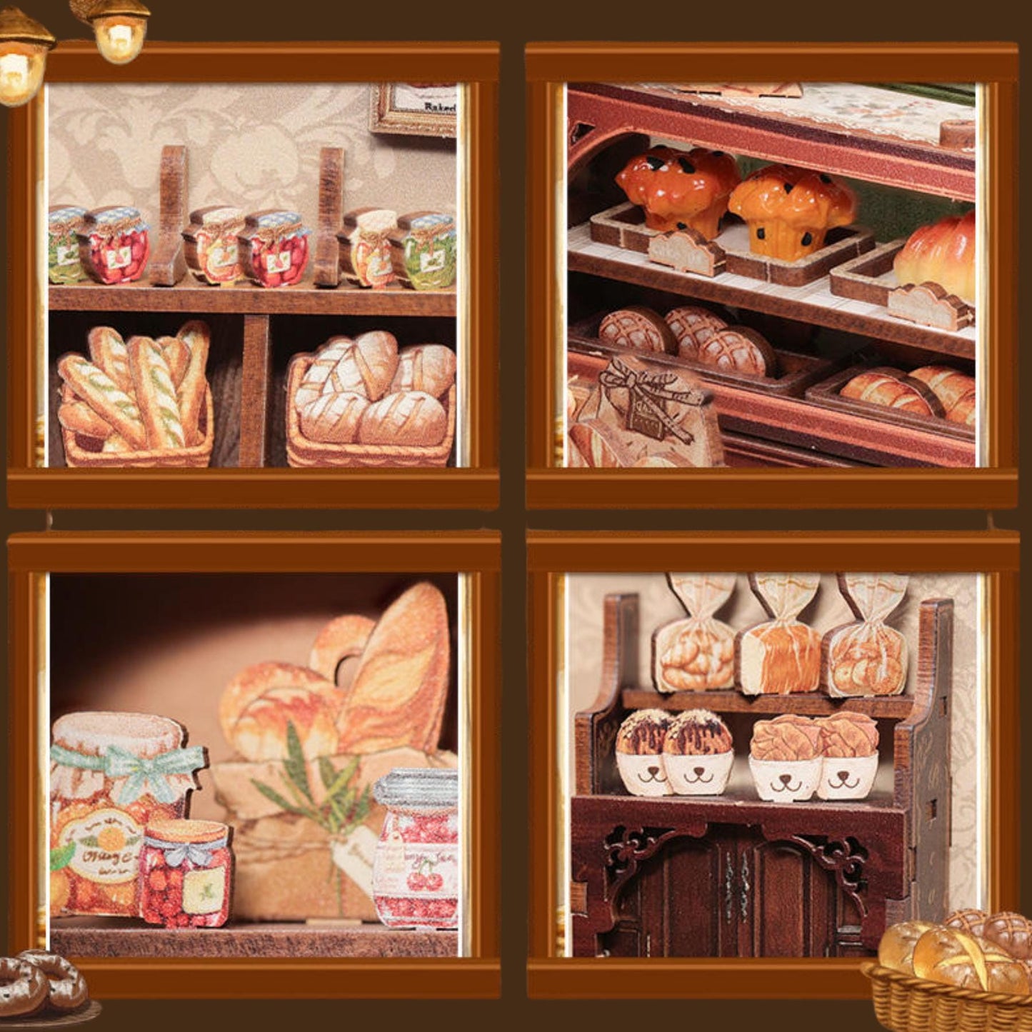 Bakery Book Nook: 3D Wooden Puzzle Bookshelf Insert