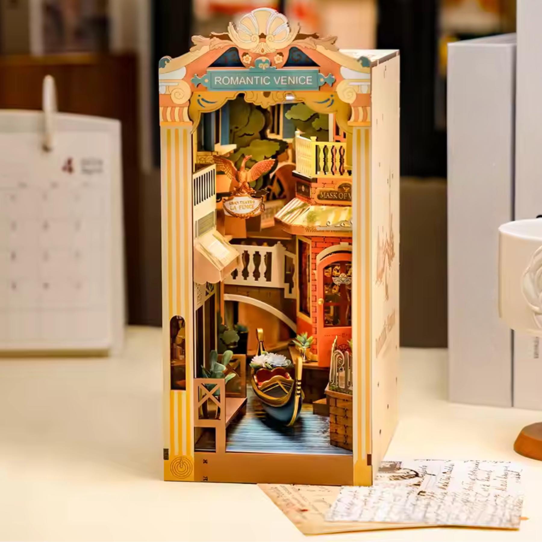 Venice Book Nook: DIY Italian Bookshelf Insert - Miniature Diorama