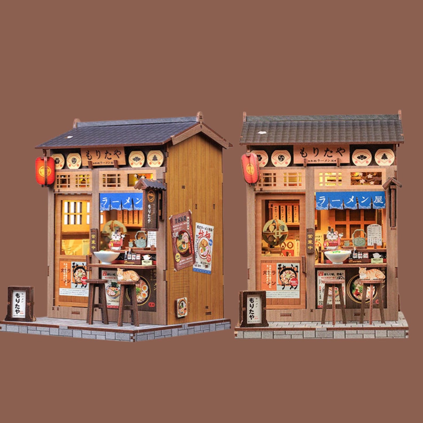 Japanese Book Nook: Morita-Ya Shop, 3D Wooden Puzzle Bookshelf Insert