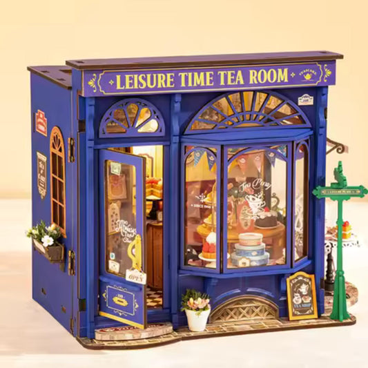 Tea Time Book nook| Leisure time tea room Book end | Bookshelf decoration | DIY Wooden Miniature| Perfect gift