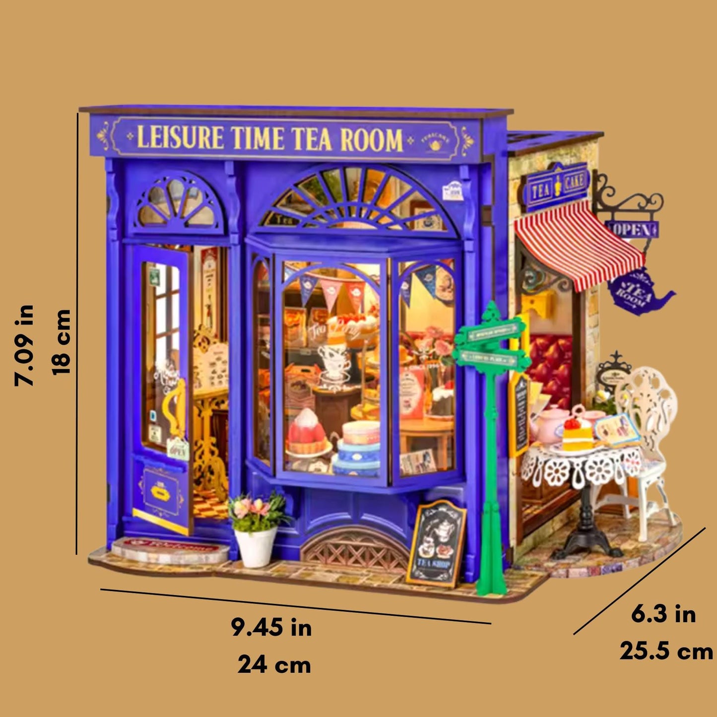 DIY Tea Room Book Nook Kit: Miniature European Cafe Bookshelf Insert