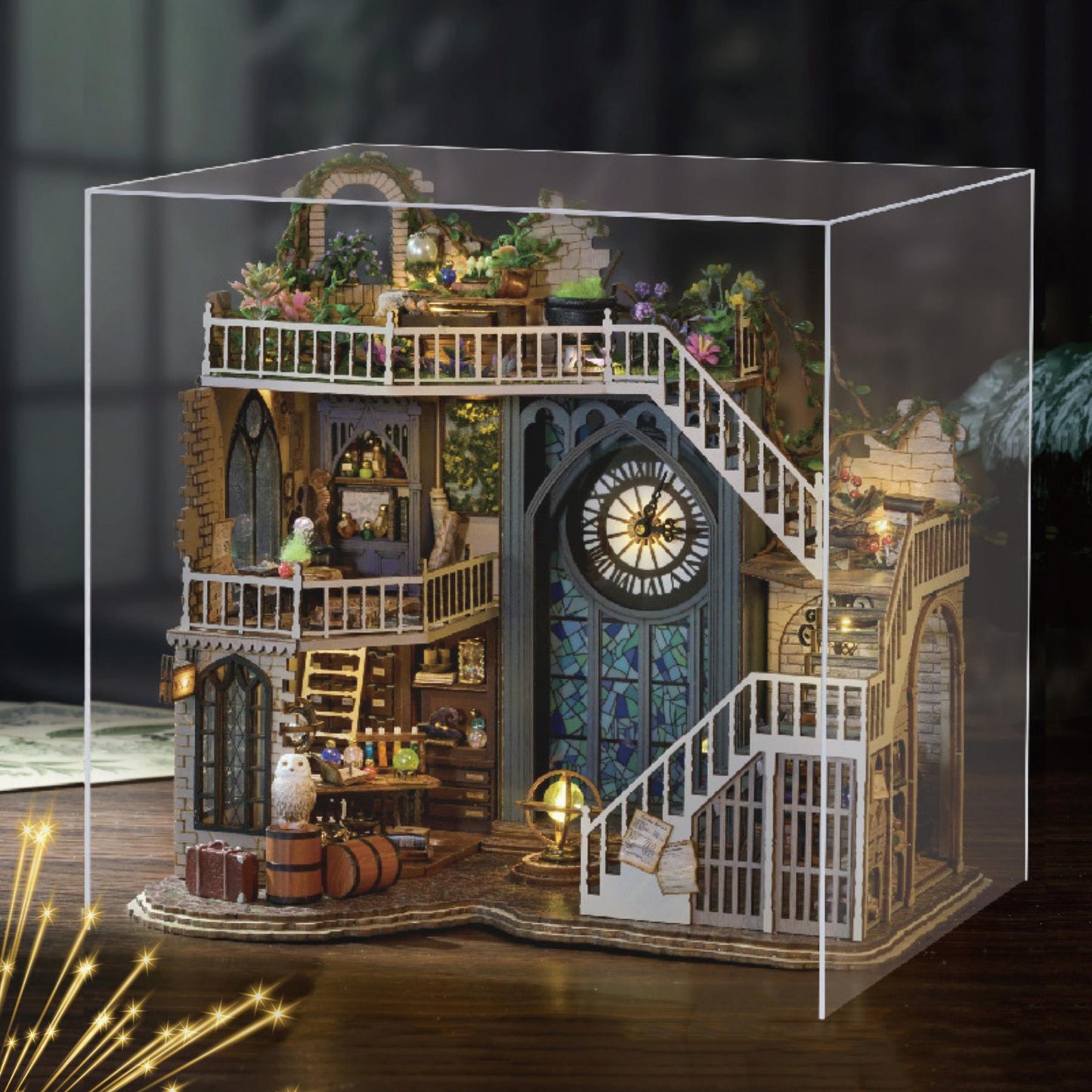 DIY Owl Magic House Bookshelf Insert: 3D Wooden Dollhouse Kit