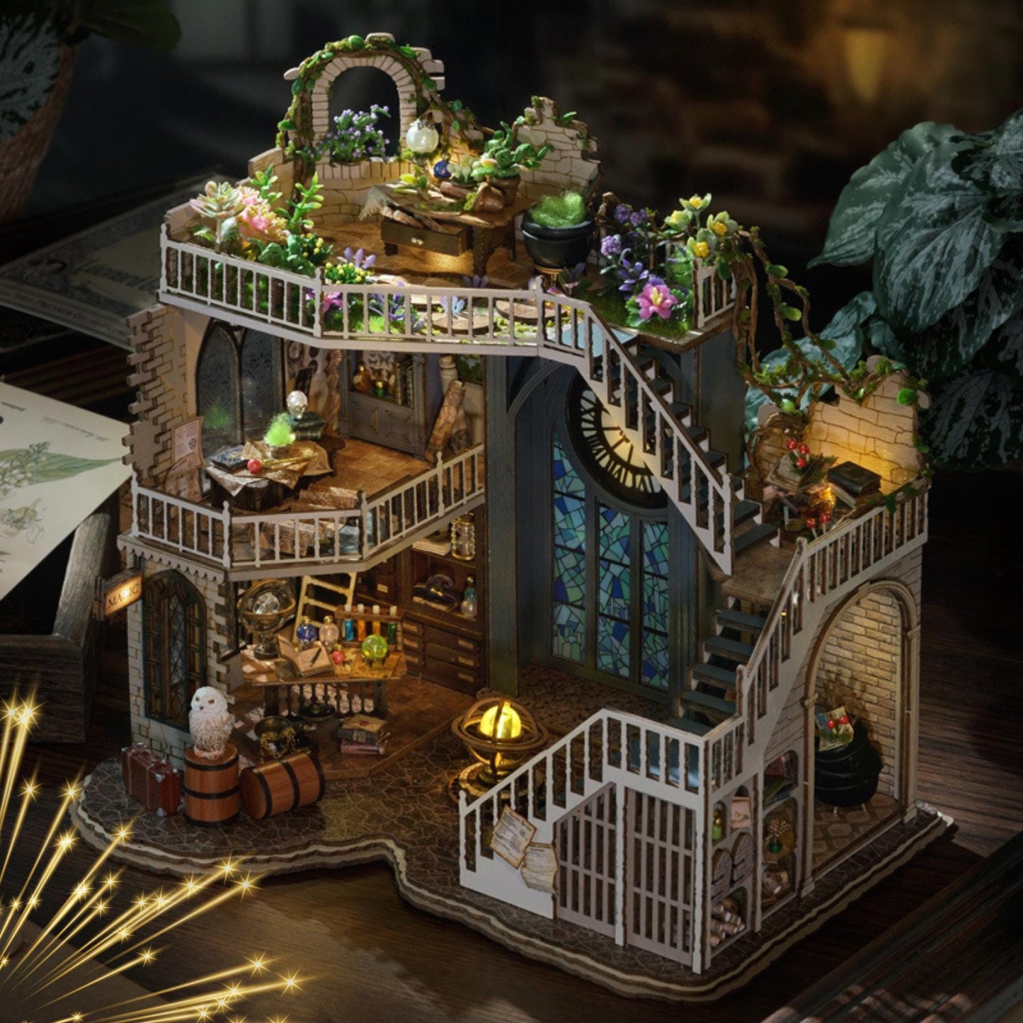 DIY Owl Magic House Bookshelf Insert: 3D Wooden Dollhouse Kit