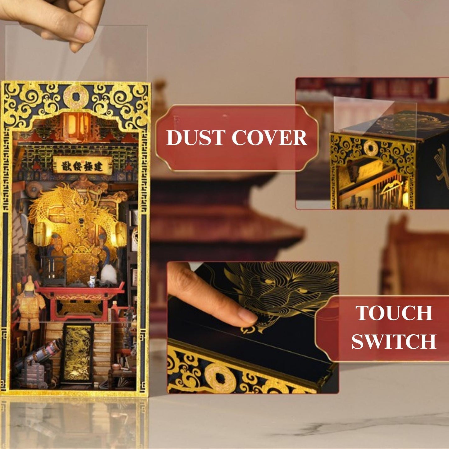 Dragon Book Nook: Emperor's Chamber DIY Wooden Puzzle Miniature