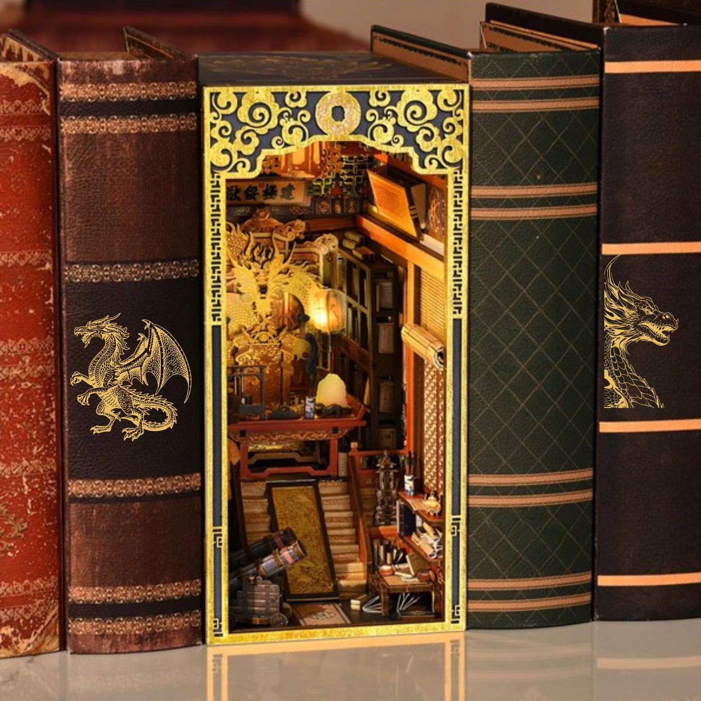 Dragon Book Nook: Emperor's Chamber DIY Wooden Puzzle Miniature