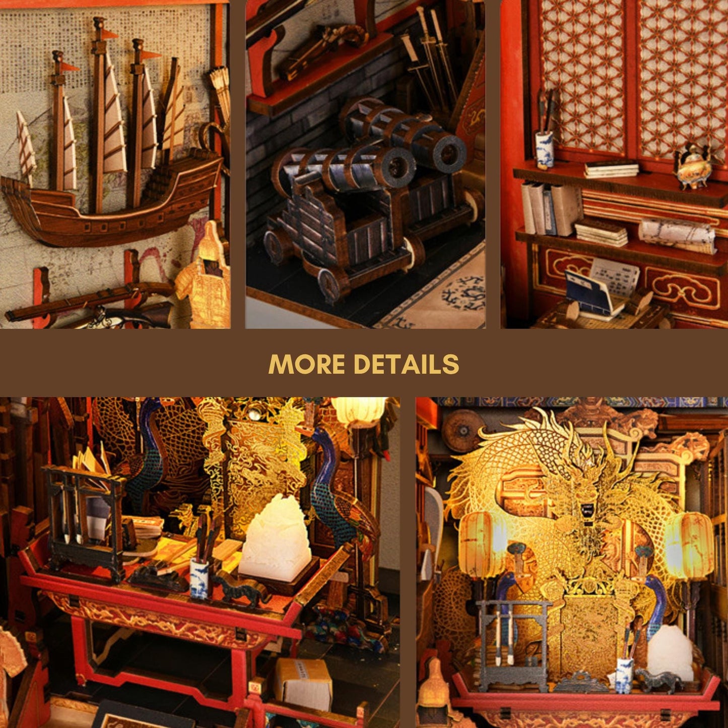 Dragon Book Nook: Emperor's Chamber DIY Wooden Puzzle Miniature