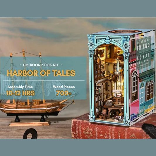 Harbor of Tales Book Nook: 3D Wooden Puzzle DIY Miniature