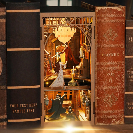 Mystery at the Grand Opera Book Nook |The Phantom of The Opera Bookshelf Decoration | 3D DIY Wooden Puzzle Miniature | Perfect Bookend Gift