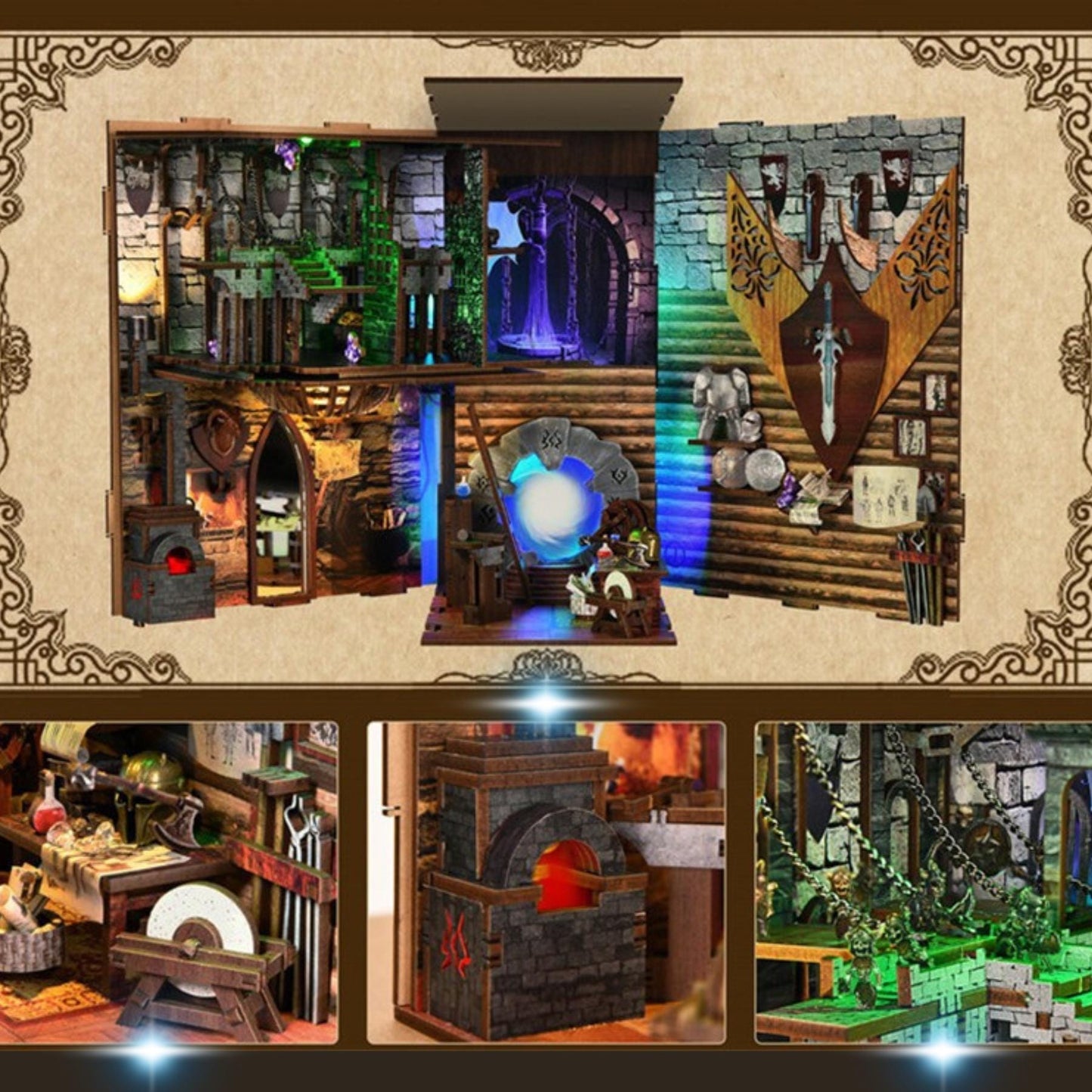 Medieval Fantasy Book Nook: Blade & Magic Realm DIY Wooden Puzzle