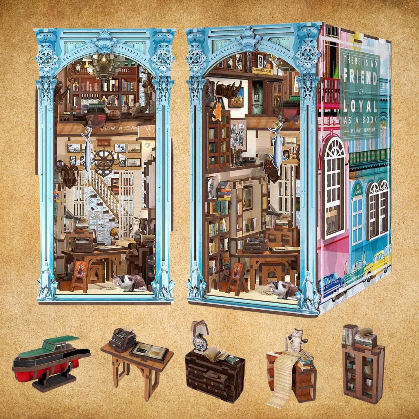 Harbor of Tales Book Nook: 3D Wooden Puzzle DIY Miniature