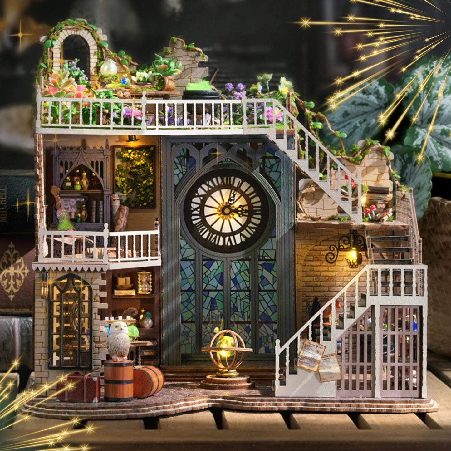 DIY Owl Magic House Bookshelf Insert: 3D Wooden Dollhouse Kit