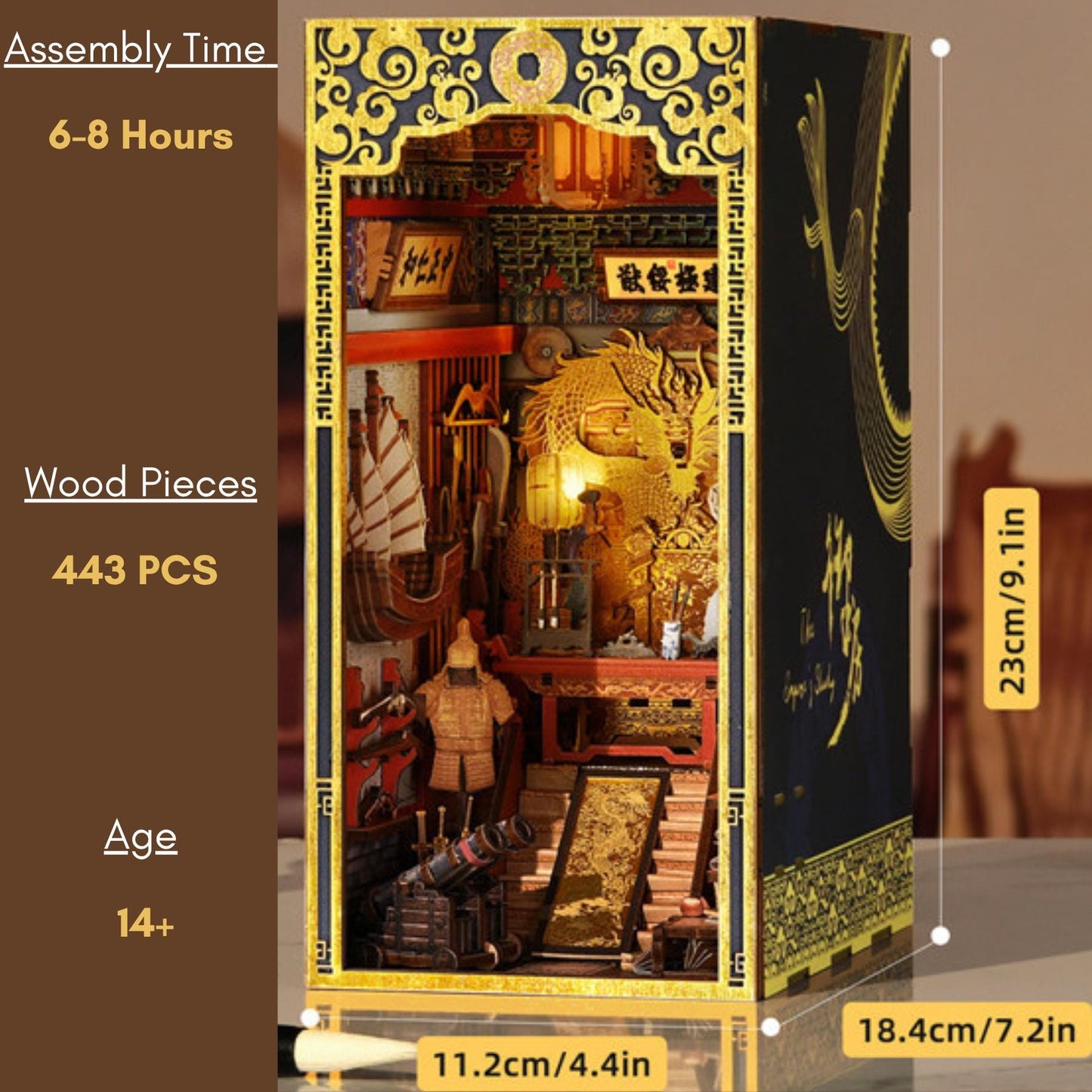 Dragon Book Nook: Emperor's Chamber DIY Wooden Puzzle Miniature