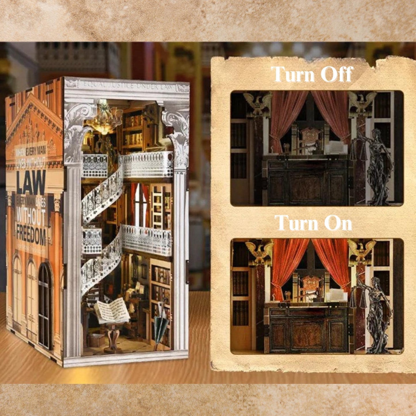 Law Library Book Nook: 3D DIY Wooden Puzzle Miniature