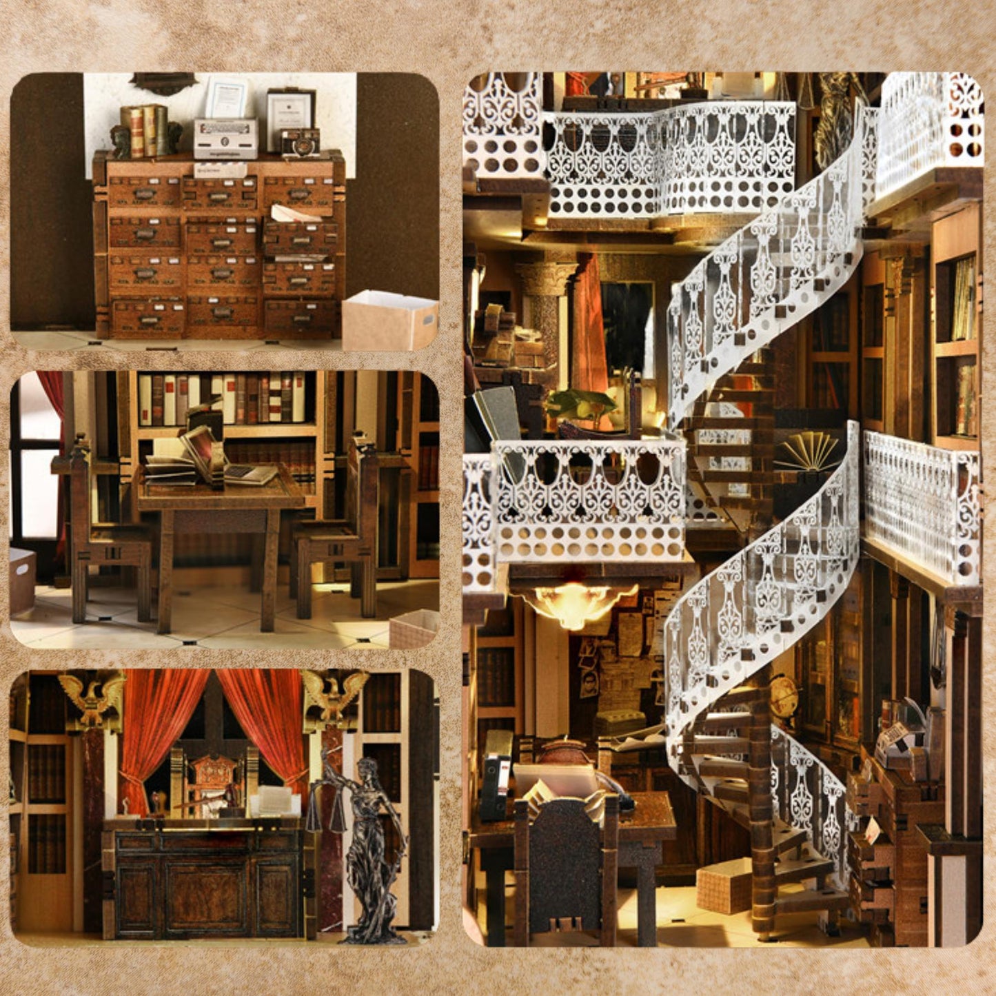 Law Library Book Nook: 3D DIY Wooden Puzzle Miniature