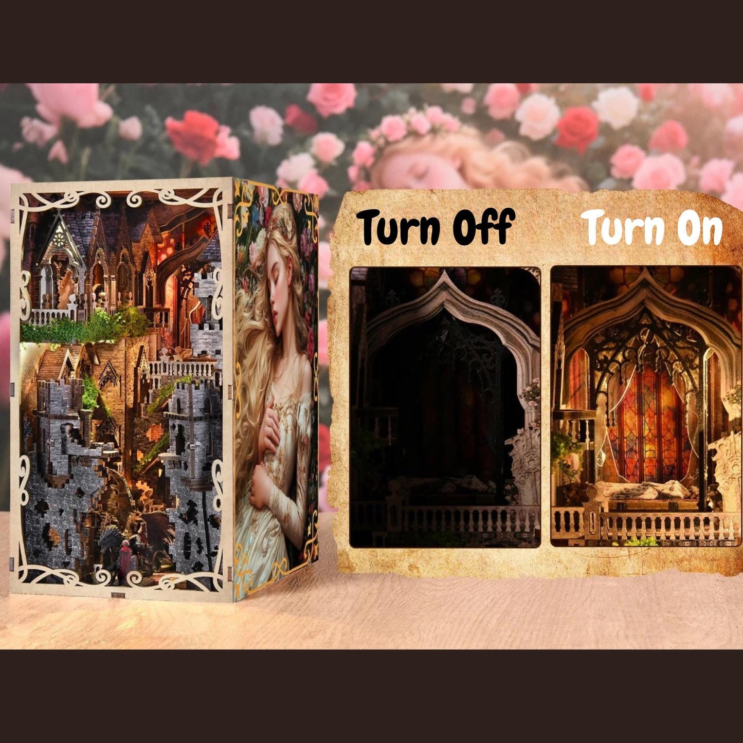 Sleeping Beauty Book Nook: 3D DIY Castle Bookshelf Insert