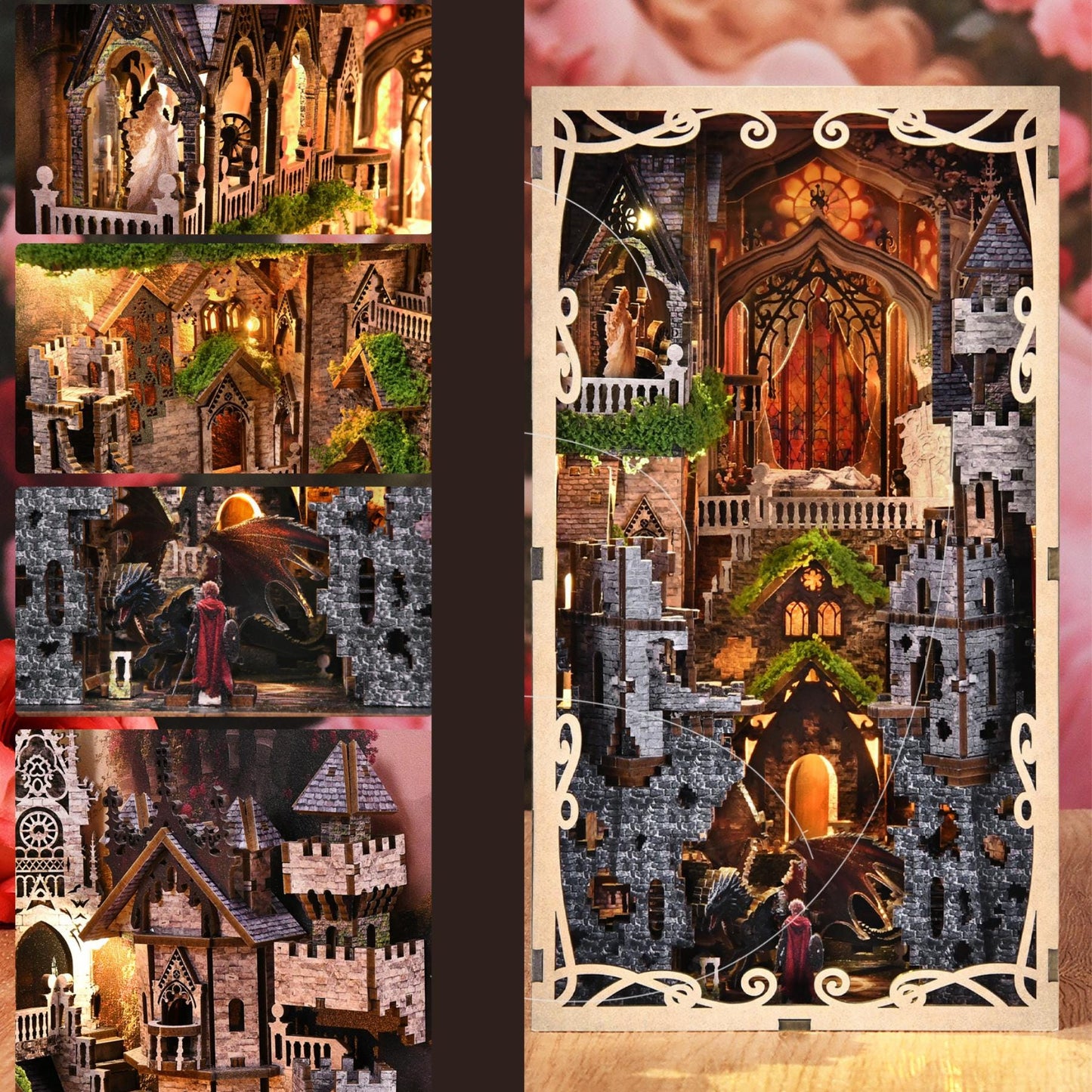 Sleeping Beauty Book Nook: 3D DIY Castle Bookshelf Insert