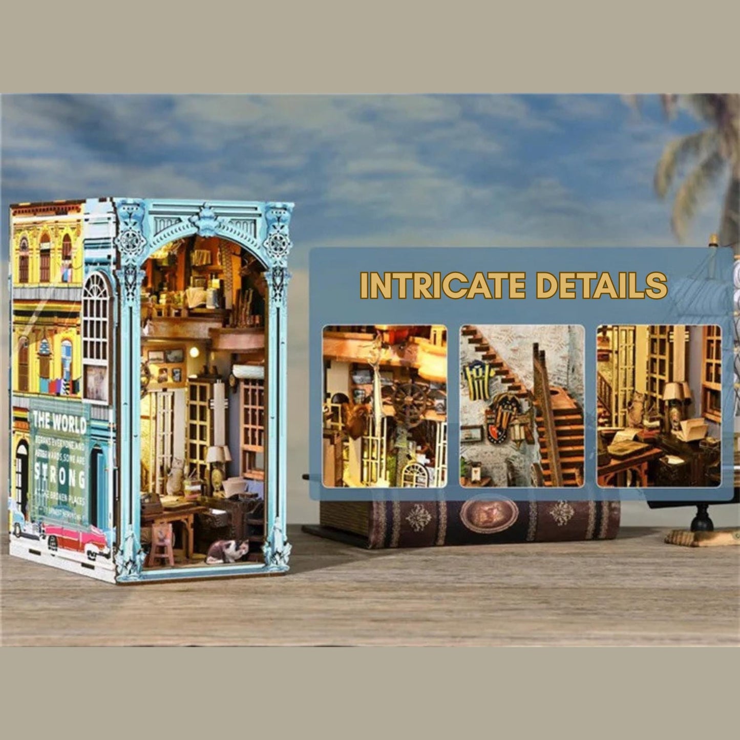 Harbor of Tales Book Nook: 3D Wooden Puzzle DIY Miniature