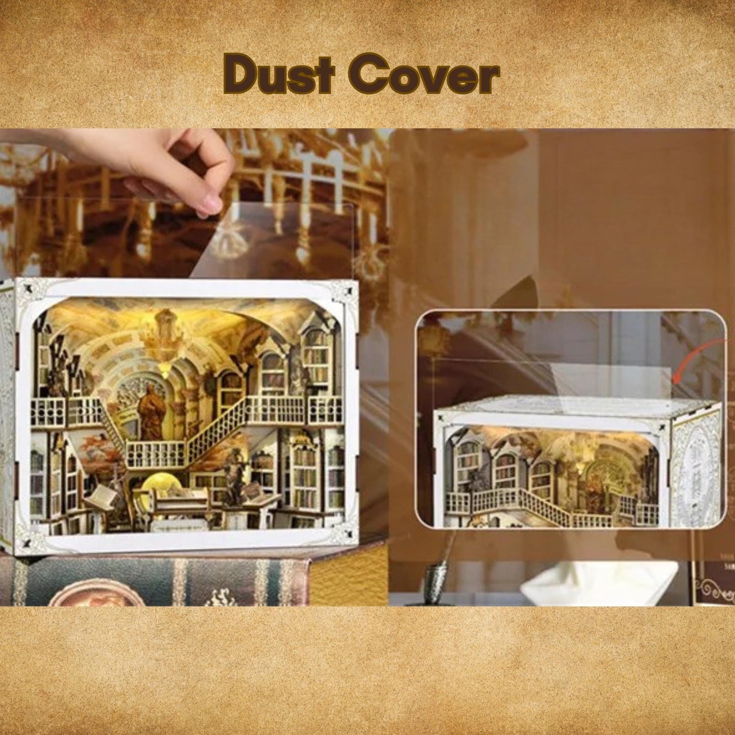 Divine Realm Library Book Nook: 3D Wooden Puzzle Bookshelf Insert