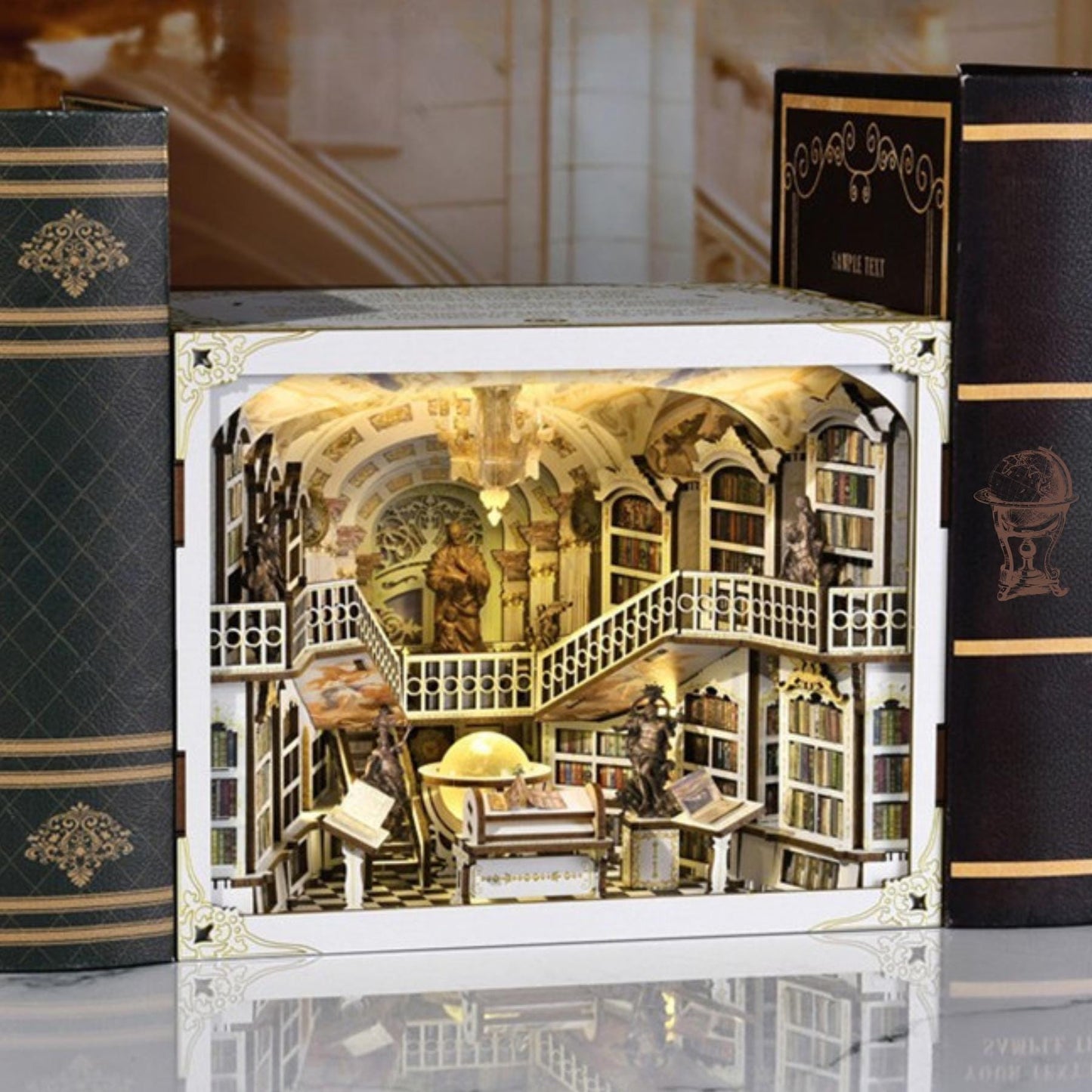 Divine Realm Library Book Nook: 3D Wooden Puzzle Bookshelf Insert