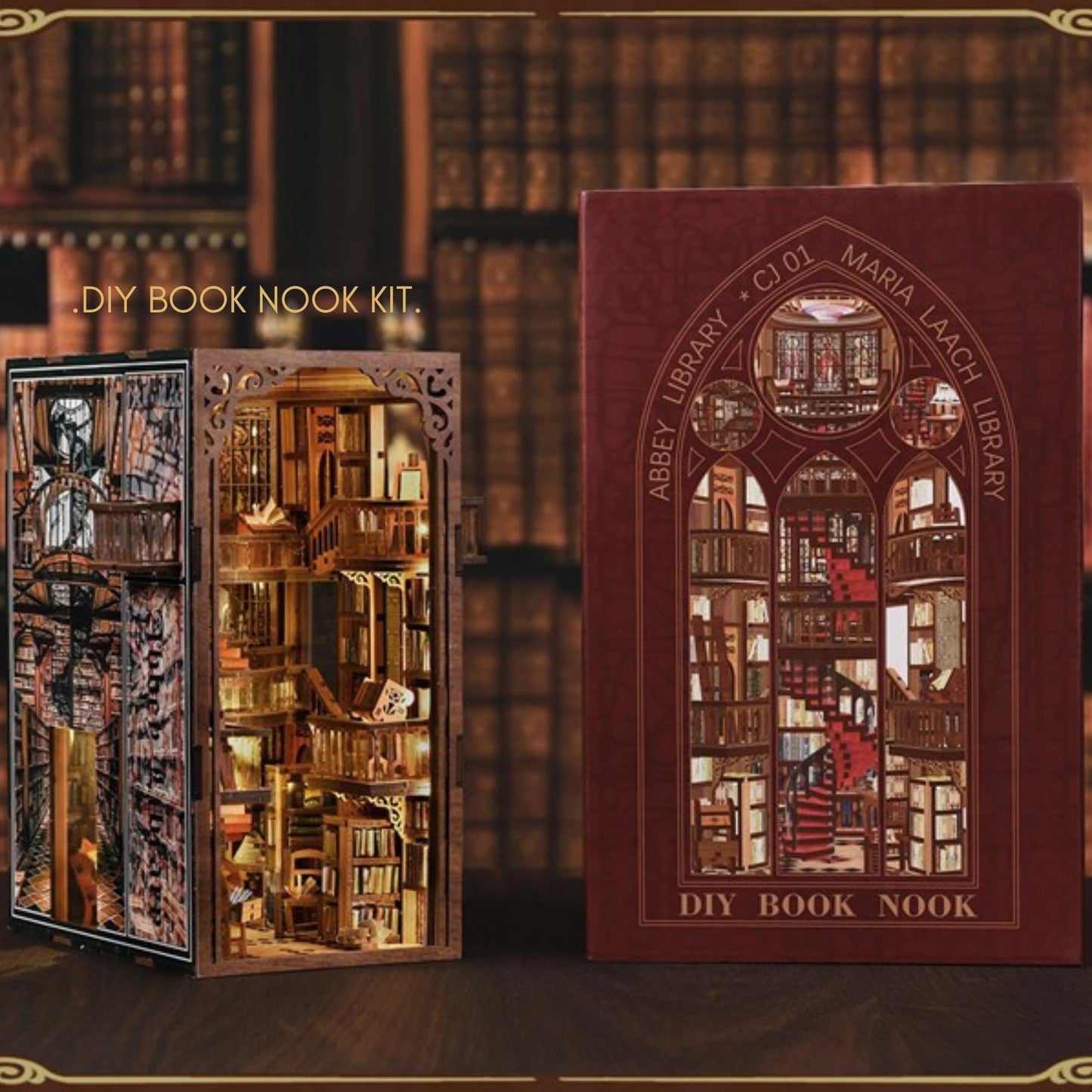 DIY Wooden Book Nook Kit: The Whispering Library Miniature Bookshelf Decoration