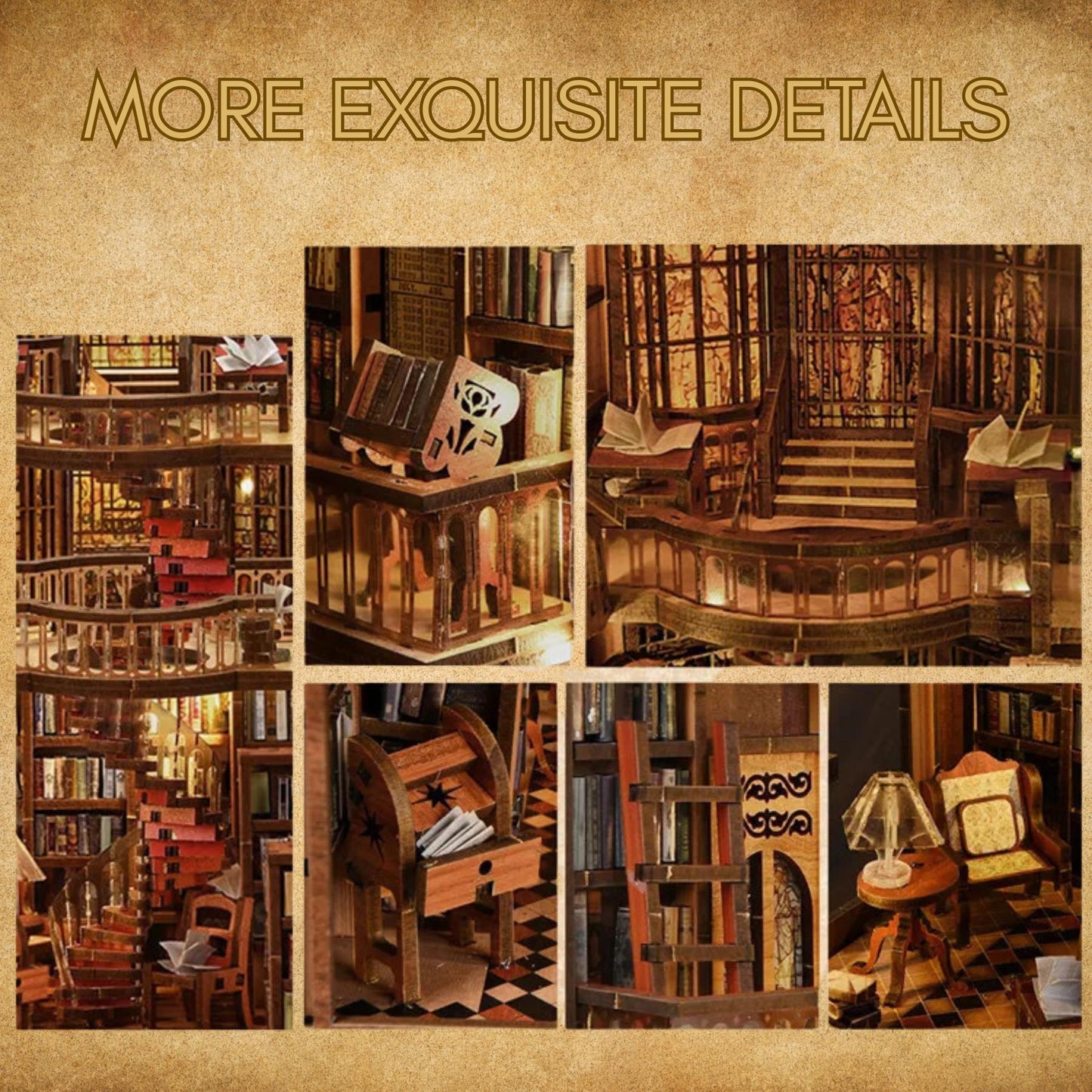 DIY Wooden Book Nook Kit: The Whispering Library Miniature Bookshelf Decoration