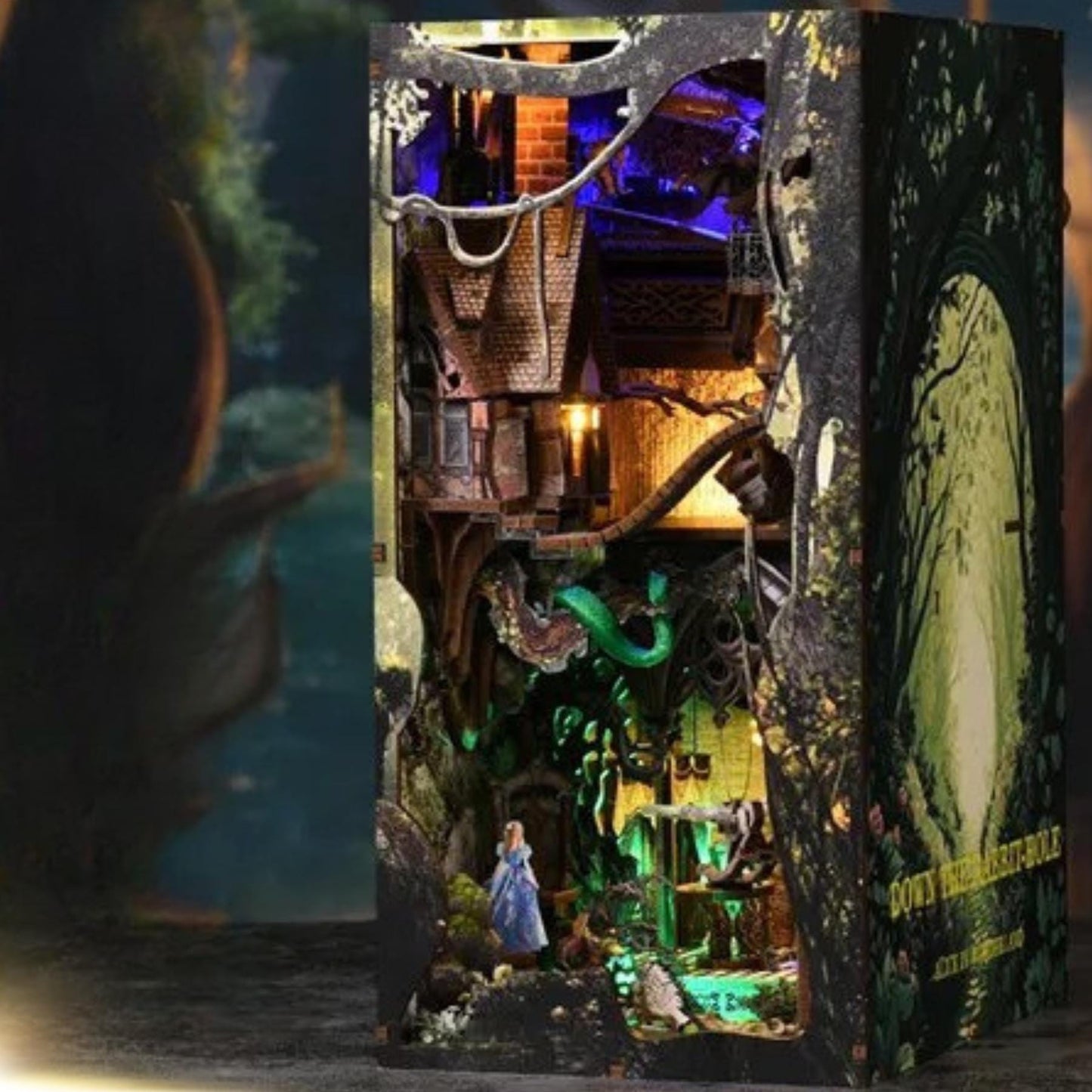 Alice in Wonderland Book Nook: 3D DIY Wooden Bookshelf Insert