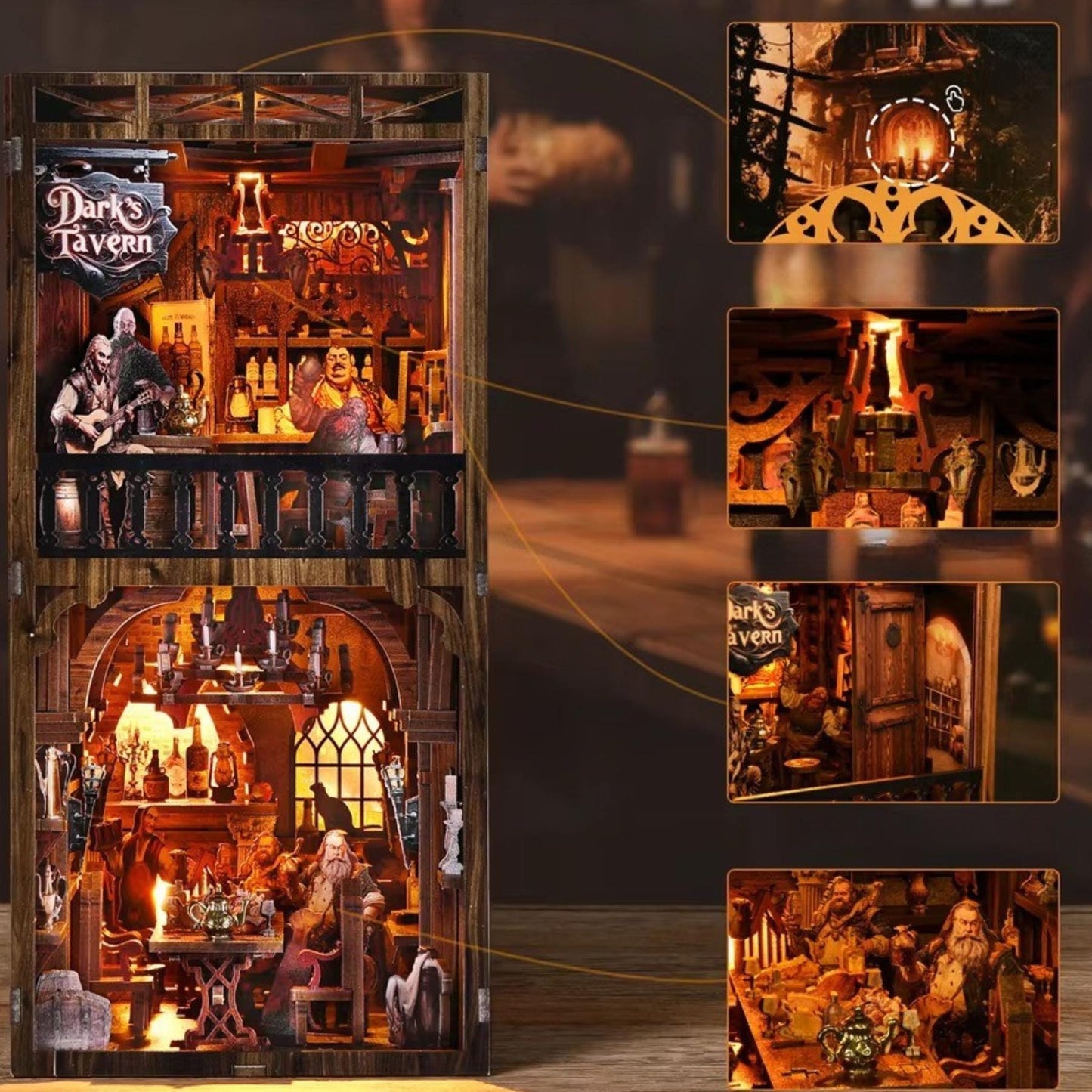 The Vintage Tavern Book nook | 3D DIY Ancient Bar Book end | Vintage styled Bookshelf insert