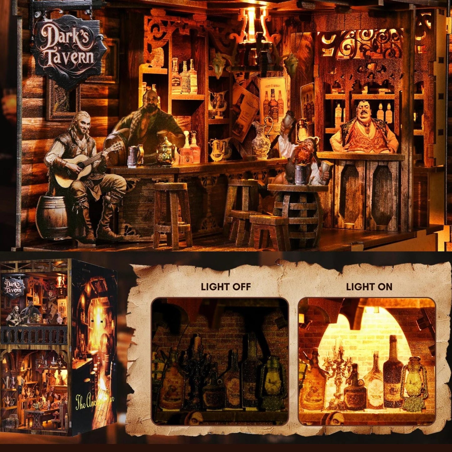 The Vintage Tavern Book nook | 3D DIY Ancient Bar Book end | Vintage styled Bookshelf insert