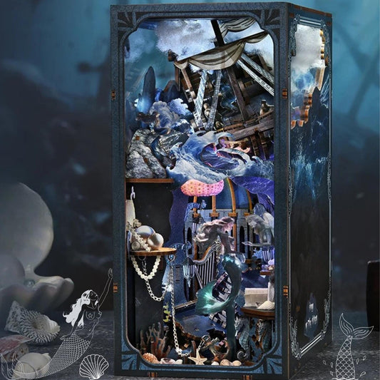 Whispers of the Siren Book Nook |The song of the sirens | 260 Pcs Miniature Bookshelf Decoration | 3D DIY Wooden Puzzle Miniature | Bookend