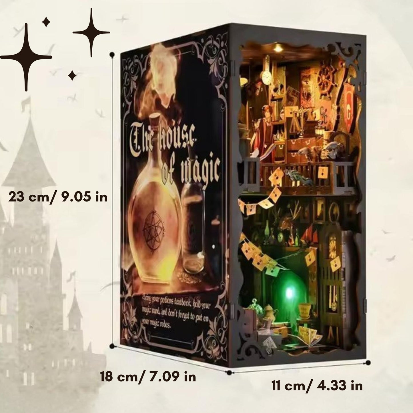 Whispers from the House of Magic Book nook | 3D DIY Magical Book end | horror Halloween themed Bookshelf insert