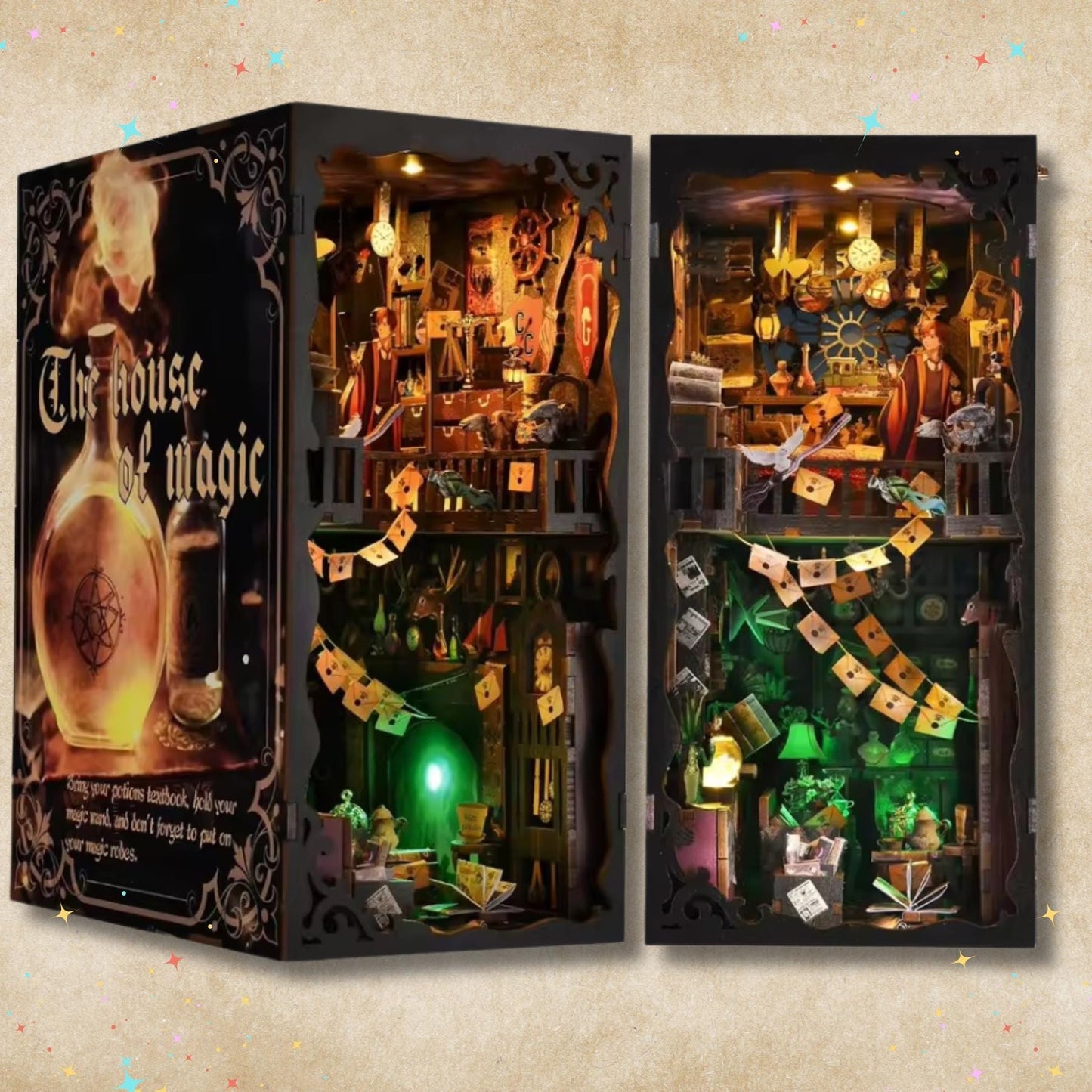 Whispers from the House of Magic Book nook | 3D DIY Magical Book end | horror Halloween themed Bookshelf insert
