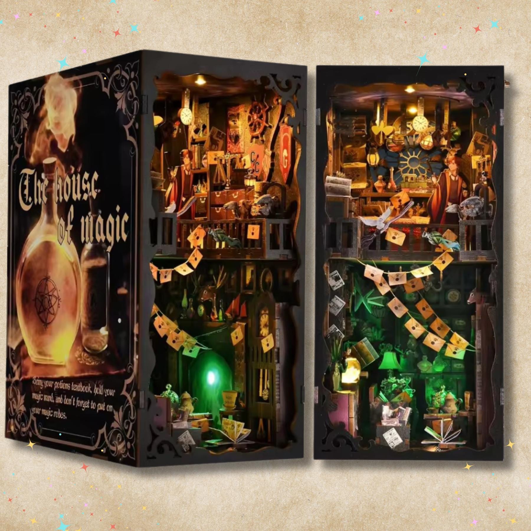 Whispers from the House of Magic Book nook | 3D DIY Magical Book end | horror Halloween themed Bookshelf insert