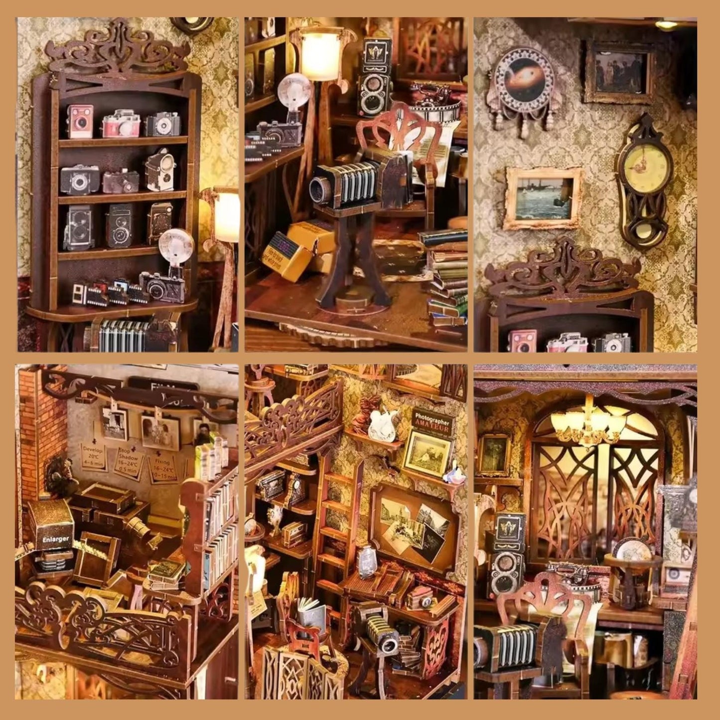 Shutter Tales from the Darkroom Book Nook | 3D DIY Film Darkroom Bookend | Vintage-Style Photography Enthusiast Bookshelf Insert