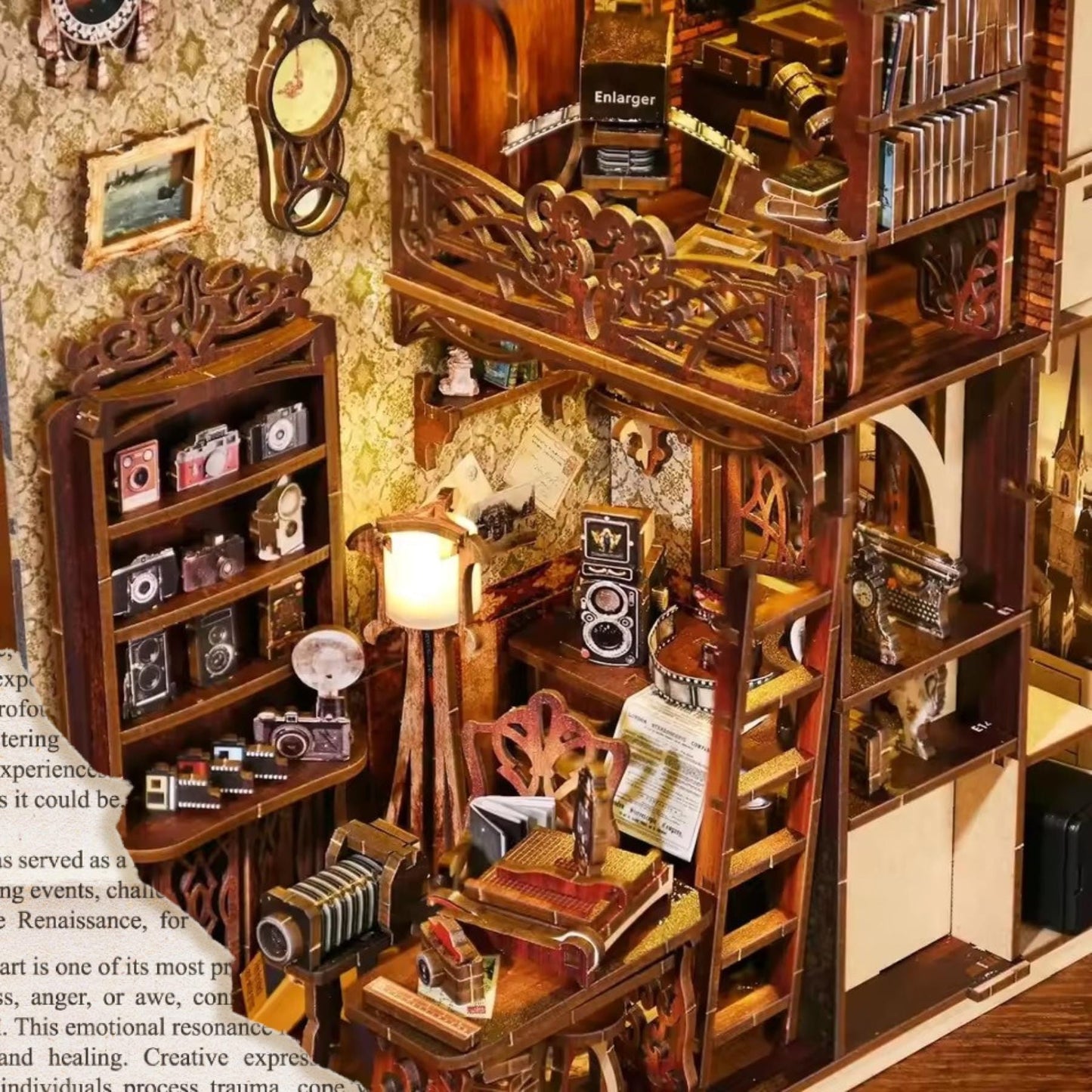 Shutter Tales from the Darkroom Book Nook | 3D DIY Film Darkroom Bookend | Vintage-Style Photography Enthusiast Bookshelf Insert