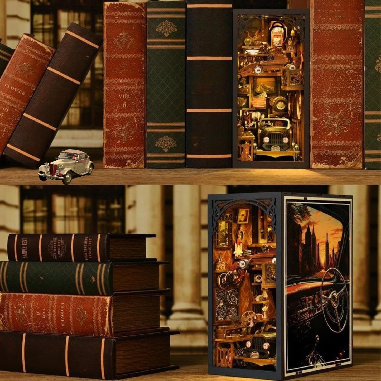 The Retro Drive Book nook | 3D DIY Car players Book end | Vintage styled Bookshelf insert