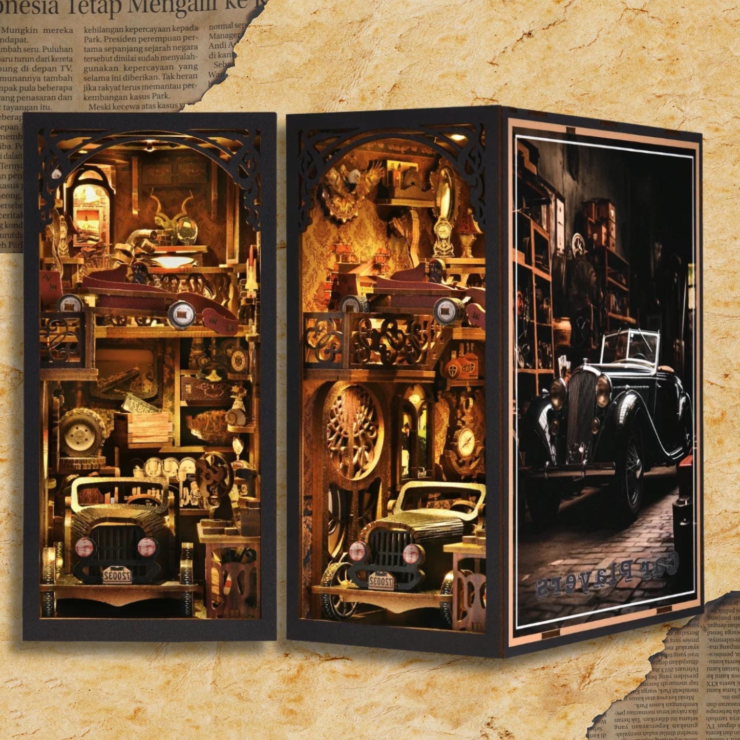 The Retro Drive Book nook | 3D DIY Car players Book end | Vintage styled Bookshelf insert