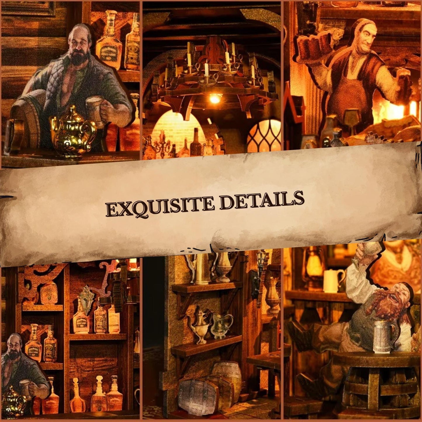 The Vintage Tavern Book nook | 3D DIY Ancient Bar Book end | Vintage styled Bookshelf insert